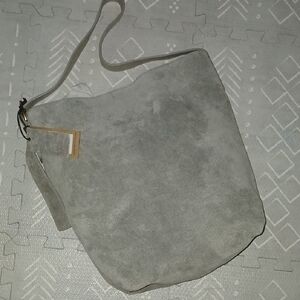 Margot Light Gray Suede Shoulder Bag